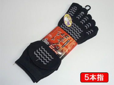 ショートメッシュ滑り止め付5本指 2P クロ
